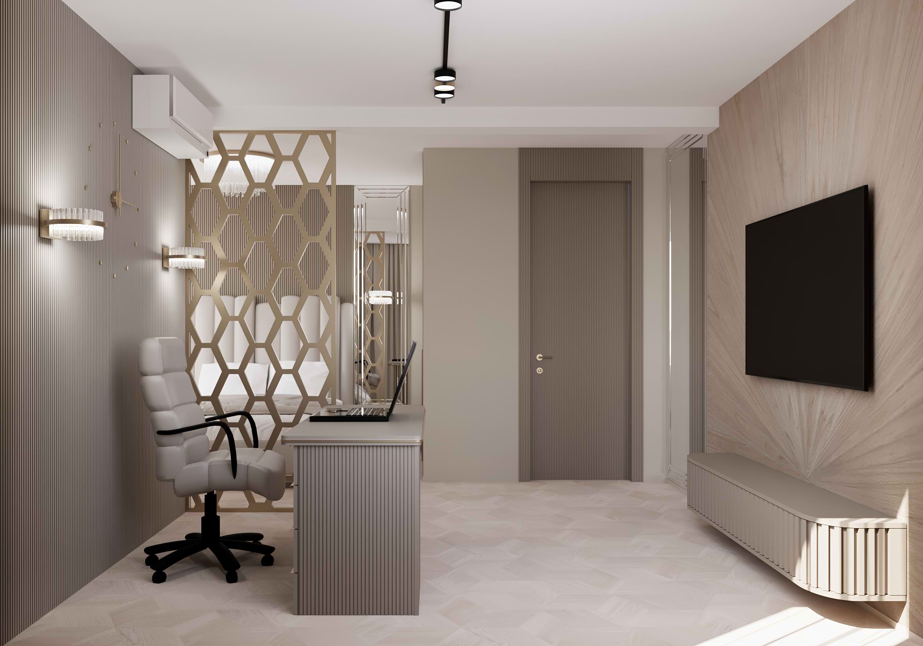 Квартира на Беды Спальня-кабинет